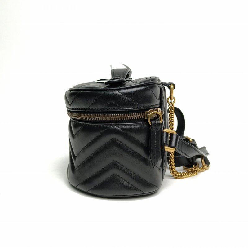 GUCCI GGMarmont手提化妝盒雙肩包Mini黑色牛皮肩背包-1