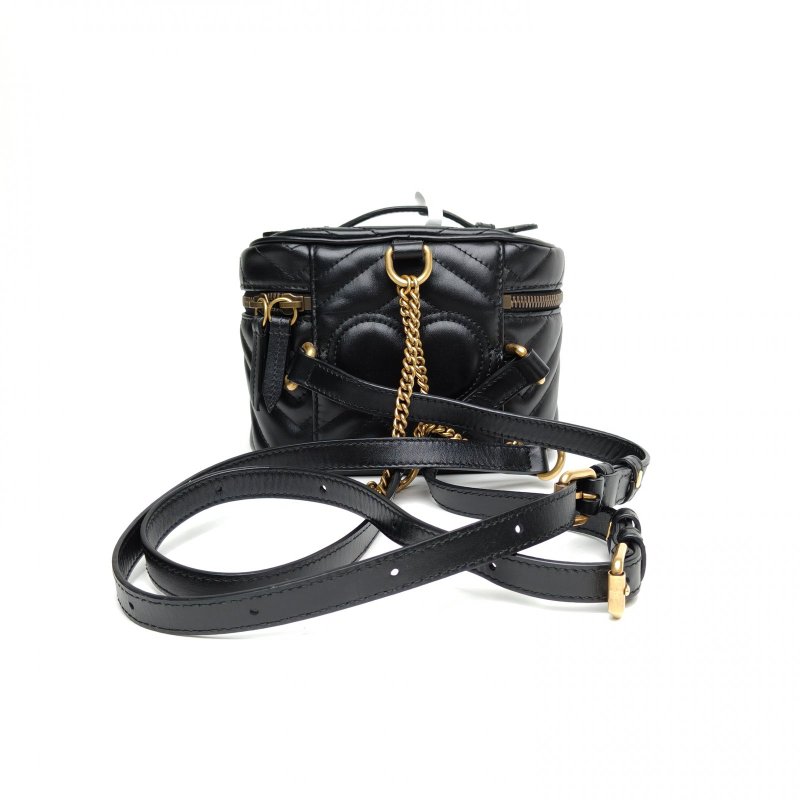 GUCCI GGMarmont手提化妝盒雙肩包Mini黑色牛皮肩背包-2