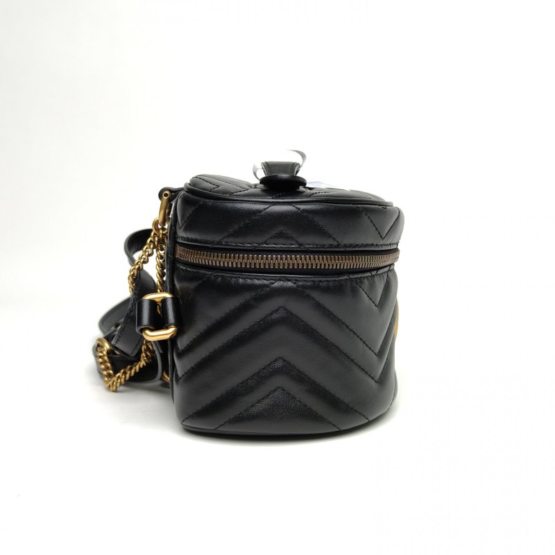 GUCCI GGMarmont手提化妝盒雙肩包Mini黑色牛皮肩背包-3