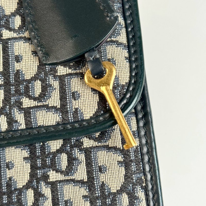 Dior Dioraddict 藍色緹花 中號 帆布 鉚釘 金屬 背帶 郵差包 肩背包 M5818CTZO-6