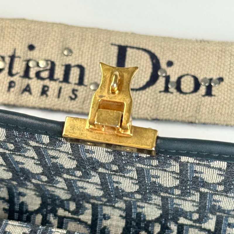 Dior Dioraddict 藍色緹花 中號 帆布 鉚釘 金屬 背帶 郵差包 肩背包 M5818CTZO-9