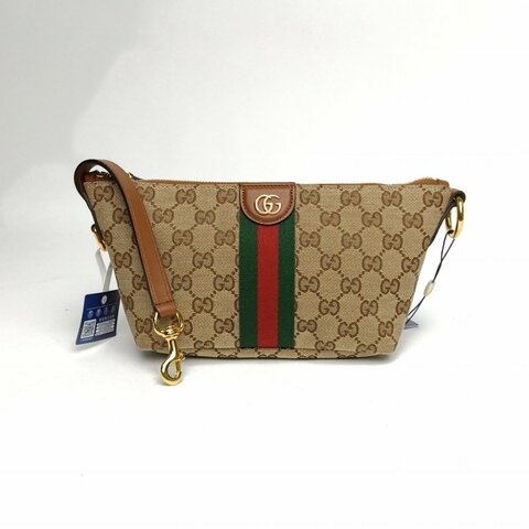 GUCCI 老花帆布金扣vanity飯盒包肩背包