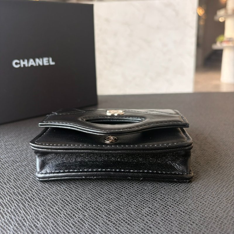 CHANEL 31系列牛皮卡包 黑色 晶片-4