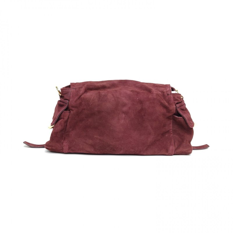 PRADA 紅棕色麂皮金扣Explore郵差包肩背包-2
