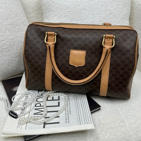 【赫蒂國際精品】Celine 賽琳 Macadam 系列 經典老花波士頓包 vintage