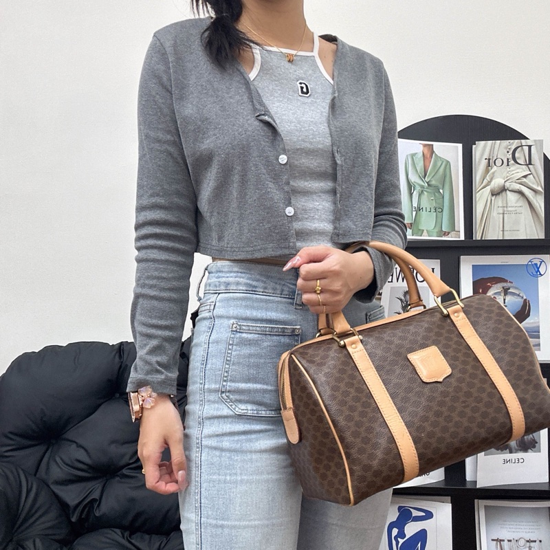 【赫蒂國際精品】Celine 賽琳 Macadam 系列 經典老花波士頓包 vintage-1
