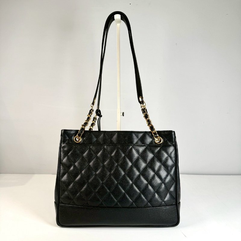 CHANEL vintage 荔枝皮 金球 金鍊 鏈條 肩背包 托特包-2