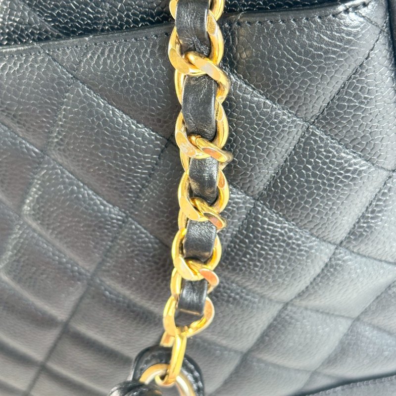 CHANEL vintage 荔枝皮 金球 金鍊 鏈條 肩背包 托特包-5