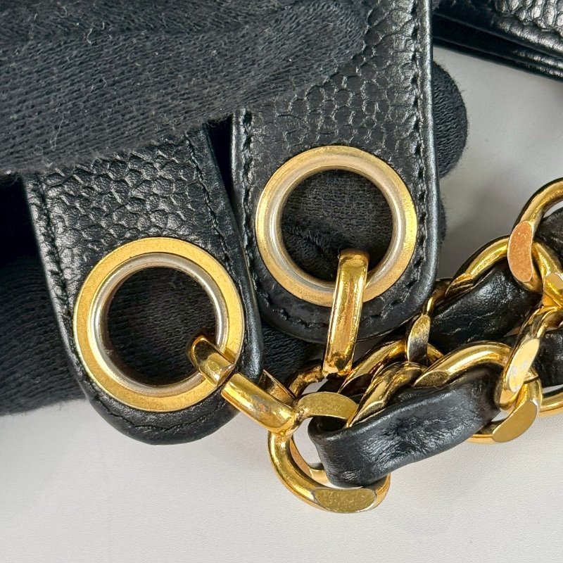 CHANEL vintage 荔枝皮 金球 金鍊 鏈條 肩背包 托特包-8