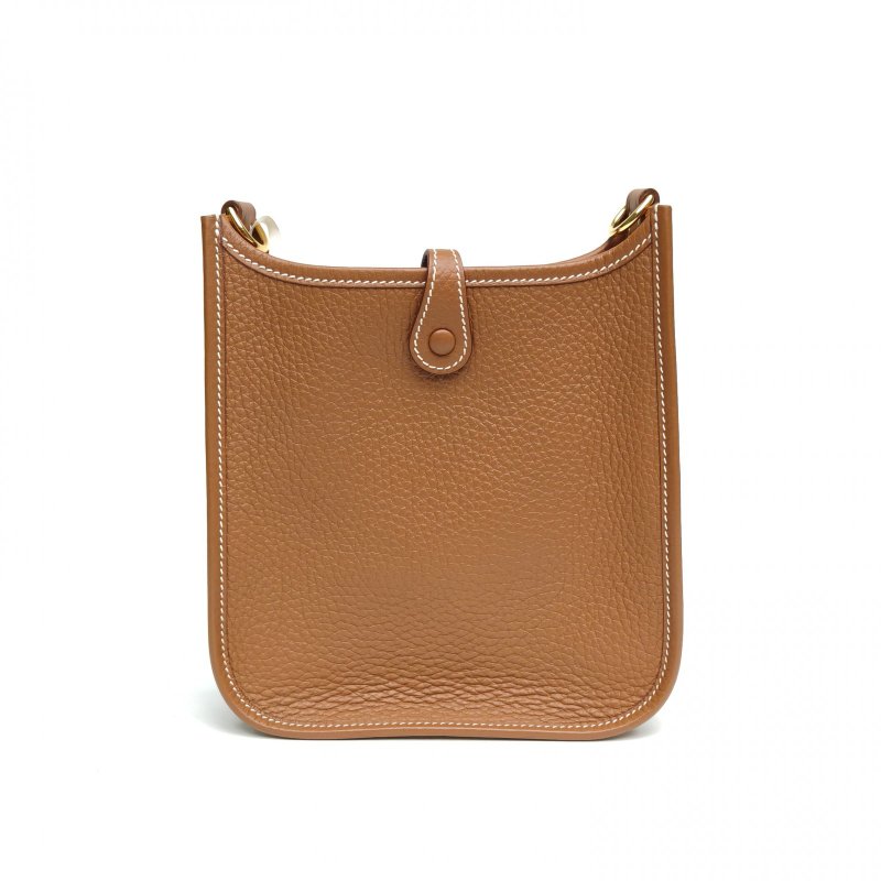 HERMES EvelyneMini1637金棕色TC皮W刻金扣肩背包-2
