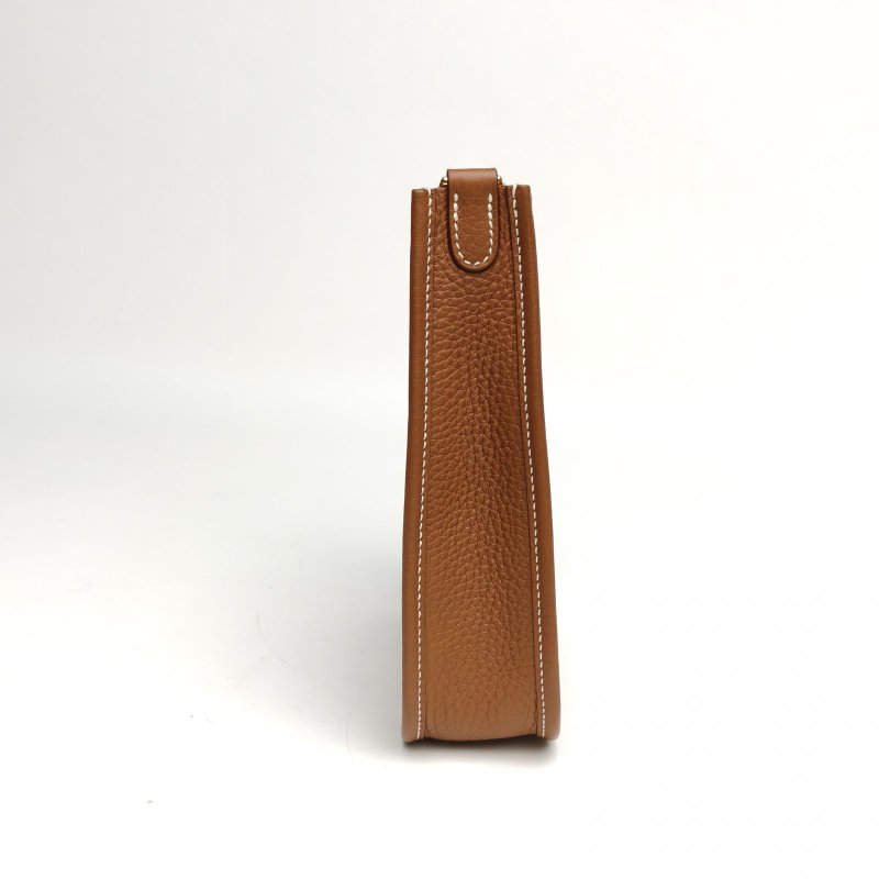 HERMES EvelyneMini1637金棕色TC皮W刻金扣肩背包-3