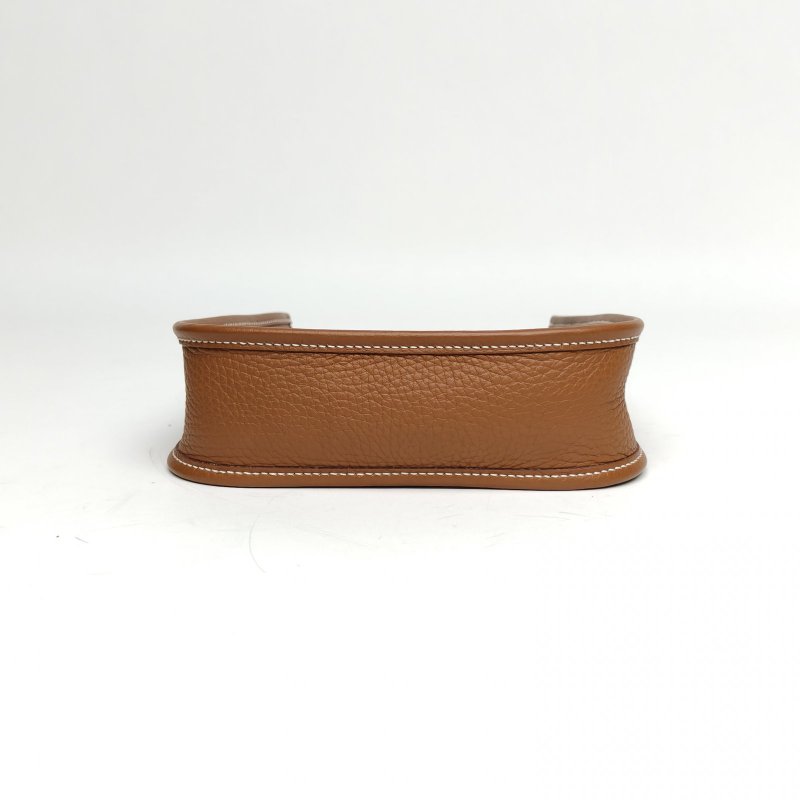 HERMES EvelyneMini1637金棕色TC皮W刻金扣肩背包-4