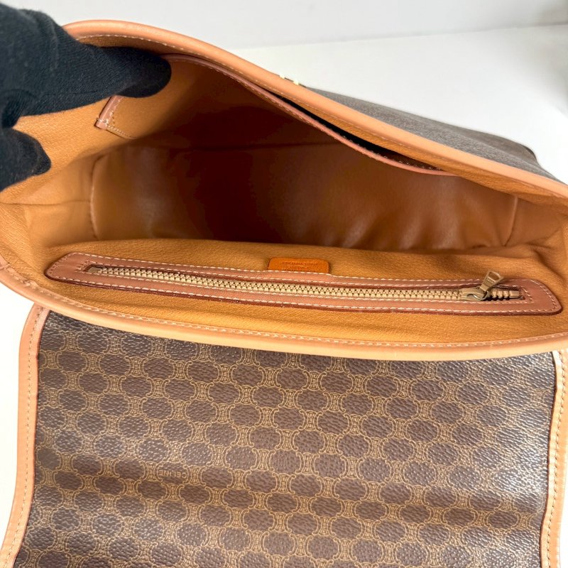 CELINE Macadam 金屬 老花 棕色PVC 皮革 手提包-7