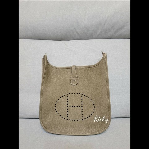 全新全配 Hermes 愛馬仕 大象灰 Evelyne 29 銀釦 K刻