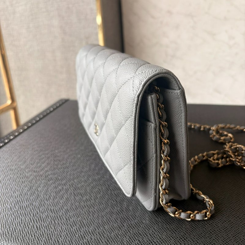 CHANEL 荔枝牛皮WOC鏈包 灰色 晶片-2