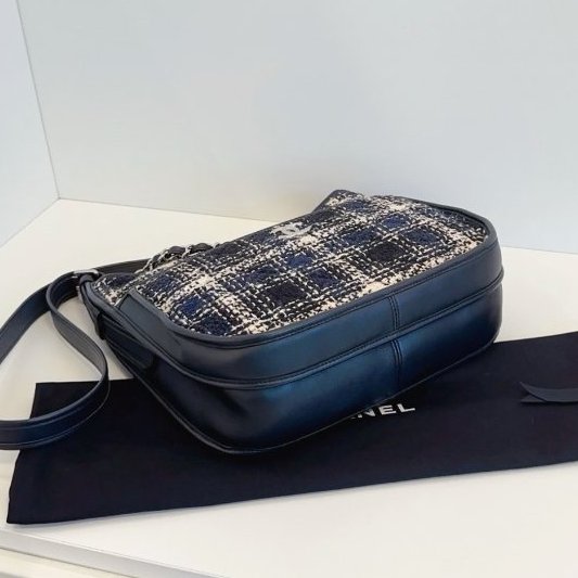 近新品 香奈兒/Chanel 格紋嬉皮士3way Hobo 學院風郵差包-8