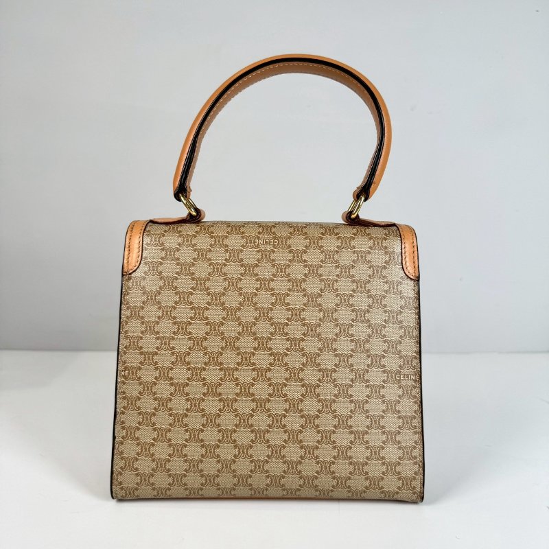 CELINE Macadam Kelly 米咖色 金扣 絕版 手提包 肩背包-1