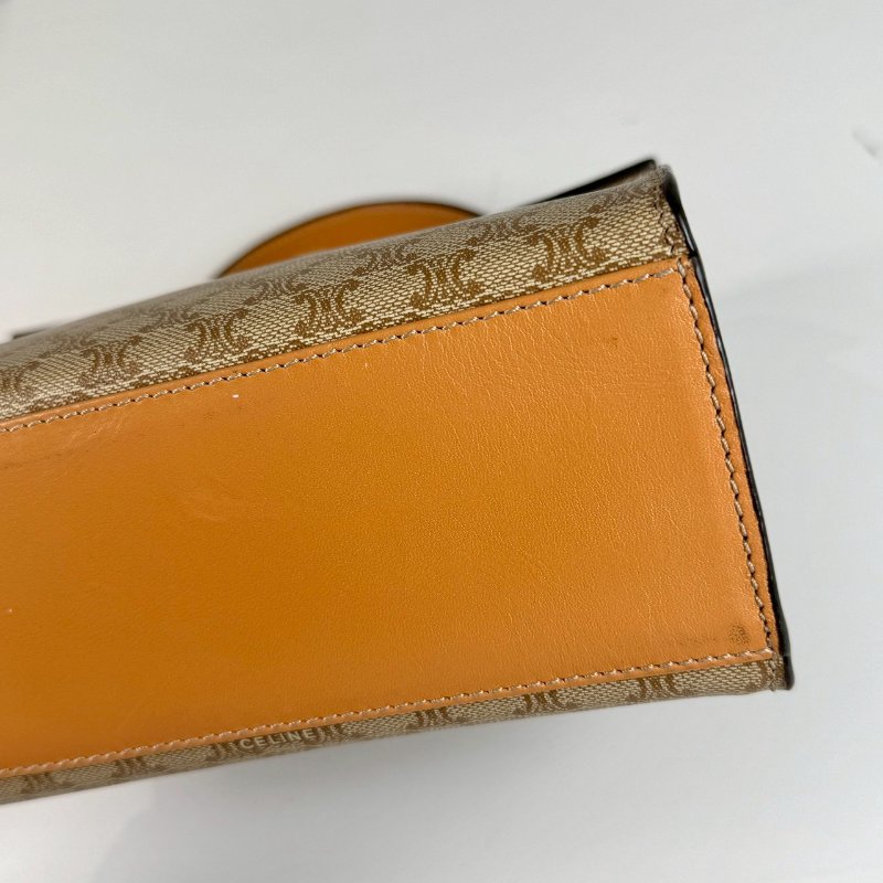 CELINE Macadam Kelly 米咖色 金扣 絕版 手提包 肩背包-3