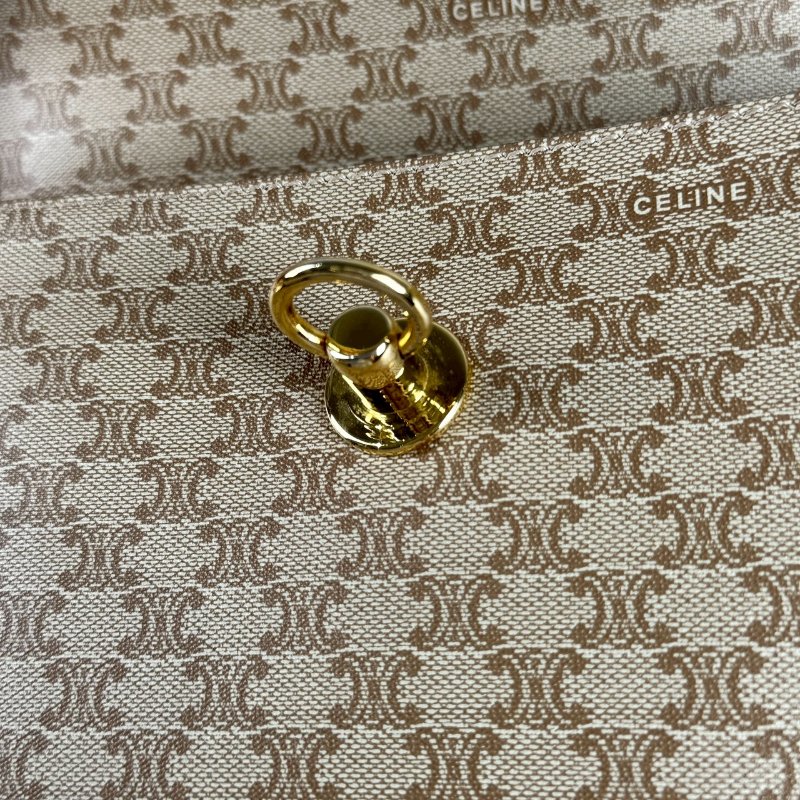 CELINE Macadam Kelly 米咖色 金扣 絕版 手提包 肩背包-6