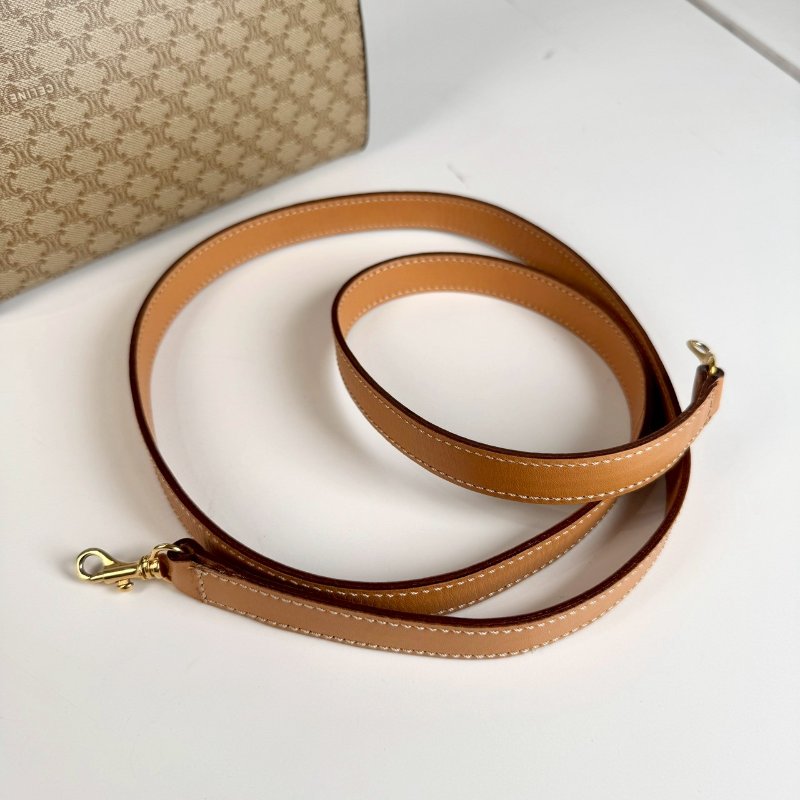 CELINE Macadam Kelly 米咖色 金扣 絕版 手提包 肩背包-9