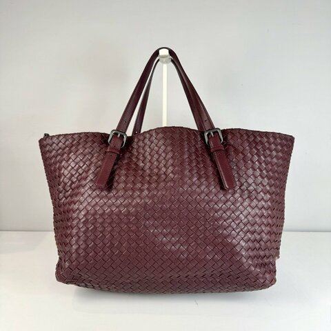 BV Intrecciato Cesta 酒紅色 編織 皮革 小羊皮 大型 購物包 托特包