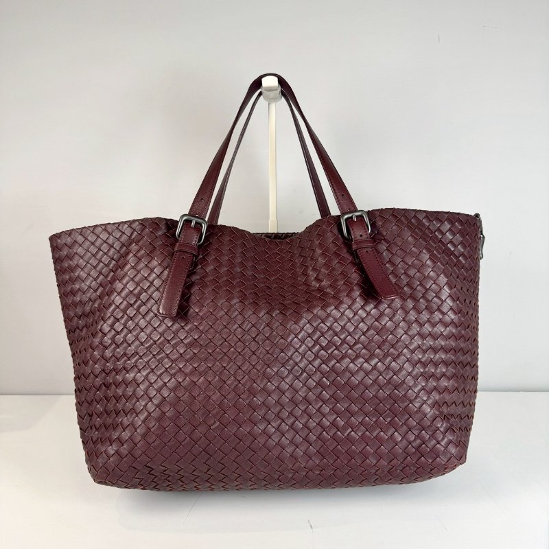 BV Intrecciato Cesta 酒紅色 編織 皮革 小羊皮 大型 購物包 托特包-1
