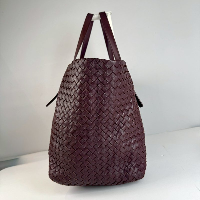 BV Intrecciato Cesta 酒紅色 編織 皮革 小羊皮 大型 購物包 托特包-2