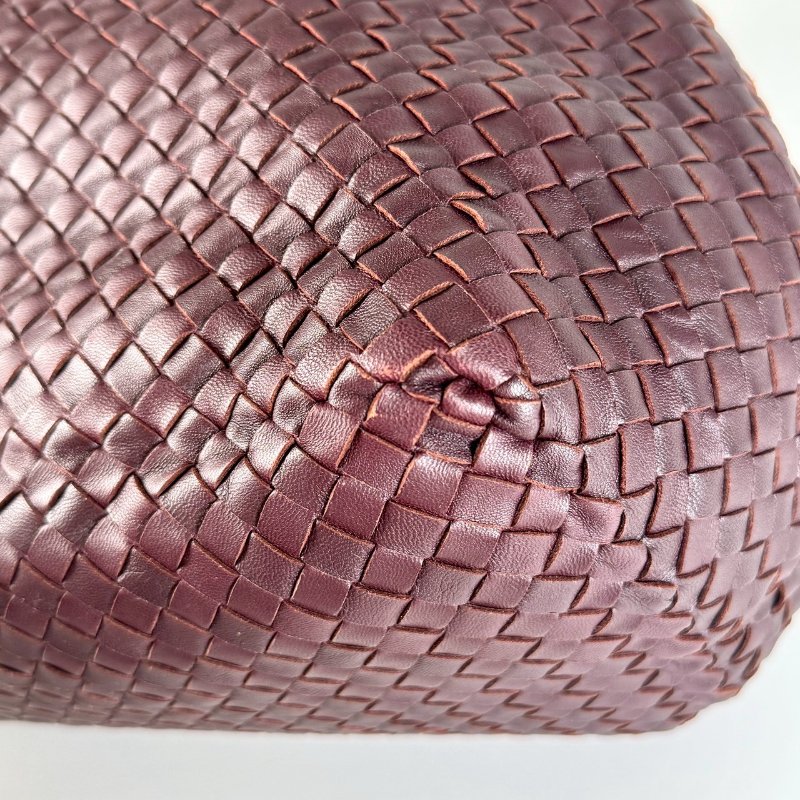 BV Intrecciato Cesta 酒紅色 編織 皮革 小羊皮 大型 購物包 托特包-4