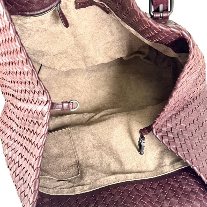 BV Intrecciato Cesta 酒紅色 編織 皮革 小羊皮 大型 購物包 托特包-6