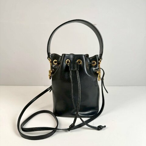 Fendi Mon Tresor黑色 金扣 小牛皮 水桶包 手提包 肩背包