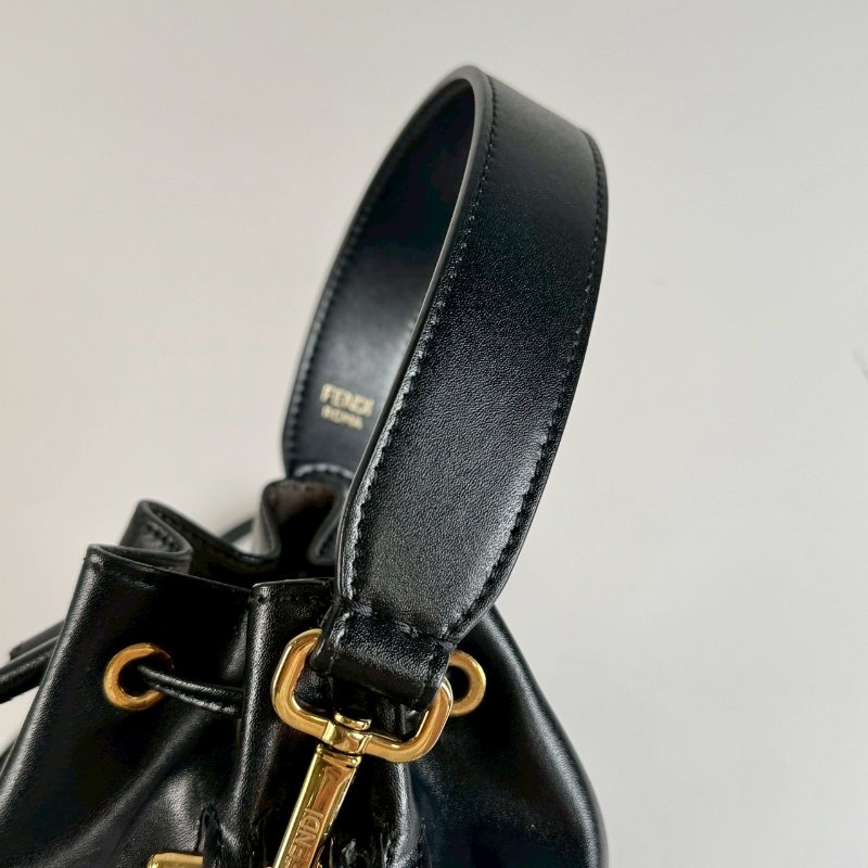 Fendi Mon Tresor黑色 金扣 小牛皮 水桶包 手提包 肩背包-5