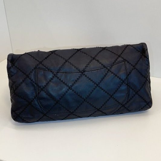 香奈兒/Chanel 黑銀外縫線 法棍機場CF 鏈條包-1