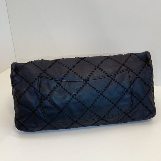 香奈兒/Chanel 黑銀外縫線 法棍機場CF 鏈條包-6