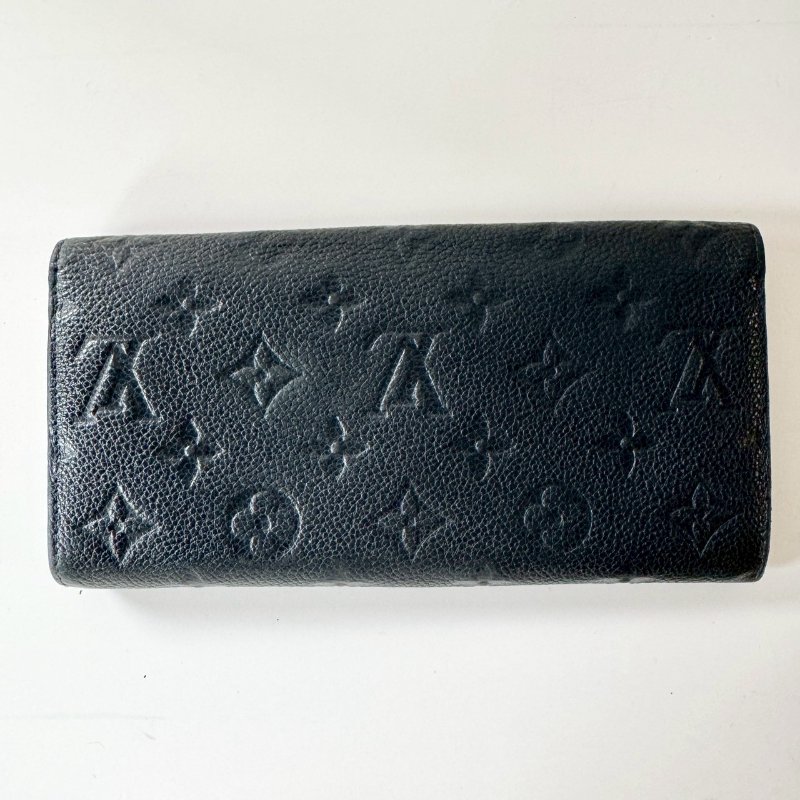 Louis Vuitton 信封 壓花牛皮 黑色 扣式 二合一 抽取式拉鍊夾 長夾-1