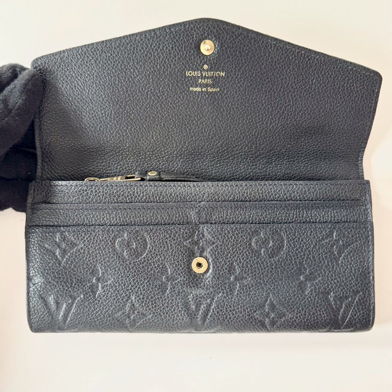 Louis Vuitton 信封 壓花牛皮 黑色 扣式 二合一 抽取式拉鍊夾 長夾-2