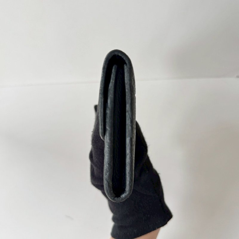 Louis Vuitton 信封 壓花牛皮 黑色 扣式 二合一 抽取式拉鍊夾 長夾-3