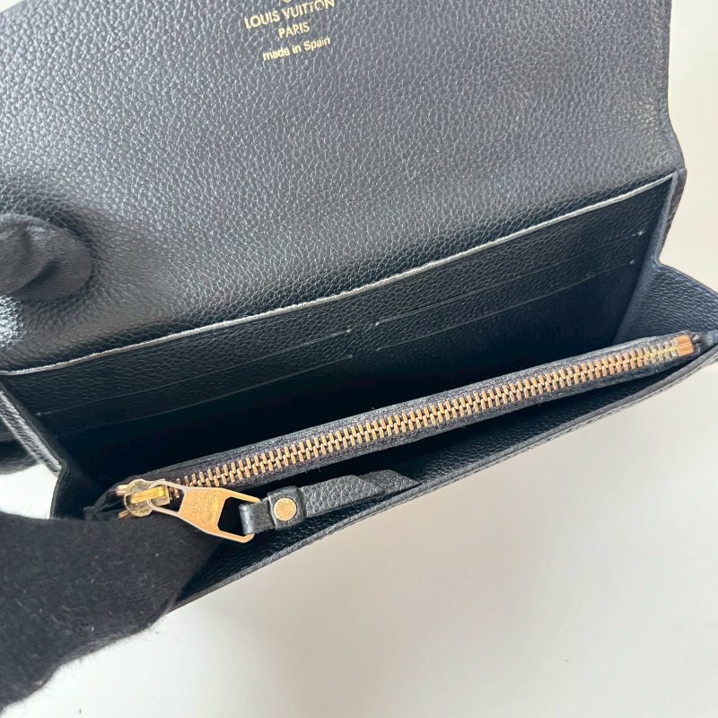 Louis Vuitton 信封 壓花牛皮 黑色 扣式 二合一 抽取式拉鍊夾 長夾-5