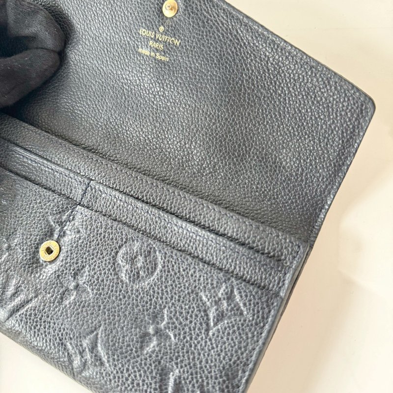 Louis Vuitton 信封 壓花牛皮 黑色 扣式 二合一 抽取式拉鍊夾 長夾-8