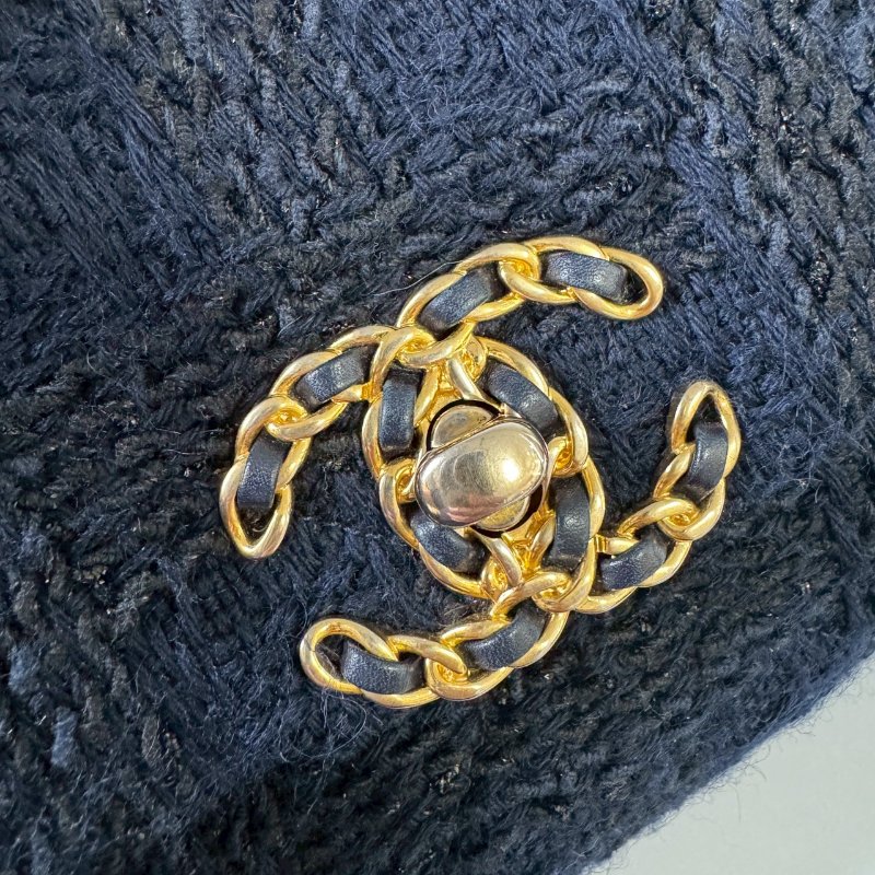 CHANEL 19系列 藍色 毛呢 保卡款 手提 斜挎 小號 口蓋包 AS1160-2