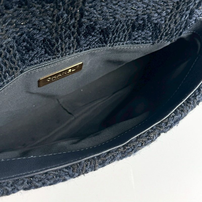 CHANEL 19系列 藍色 毛呢 保卡款 手提 斜挎 小號 口蓋包 AS1160-8