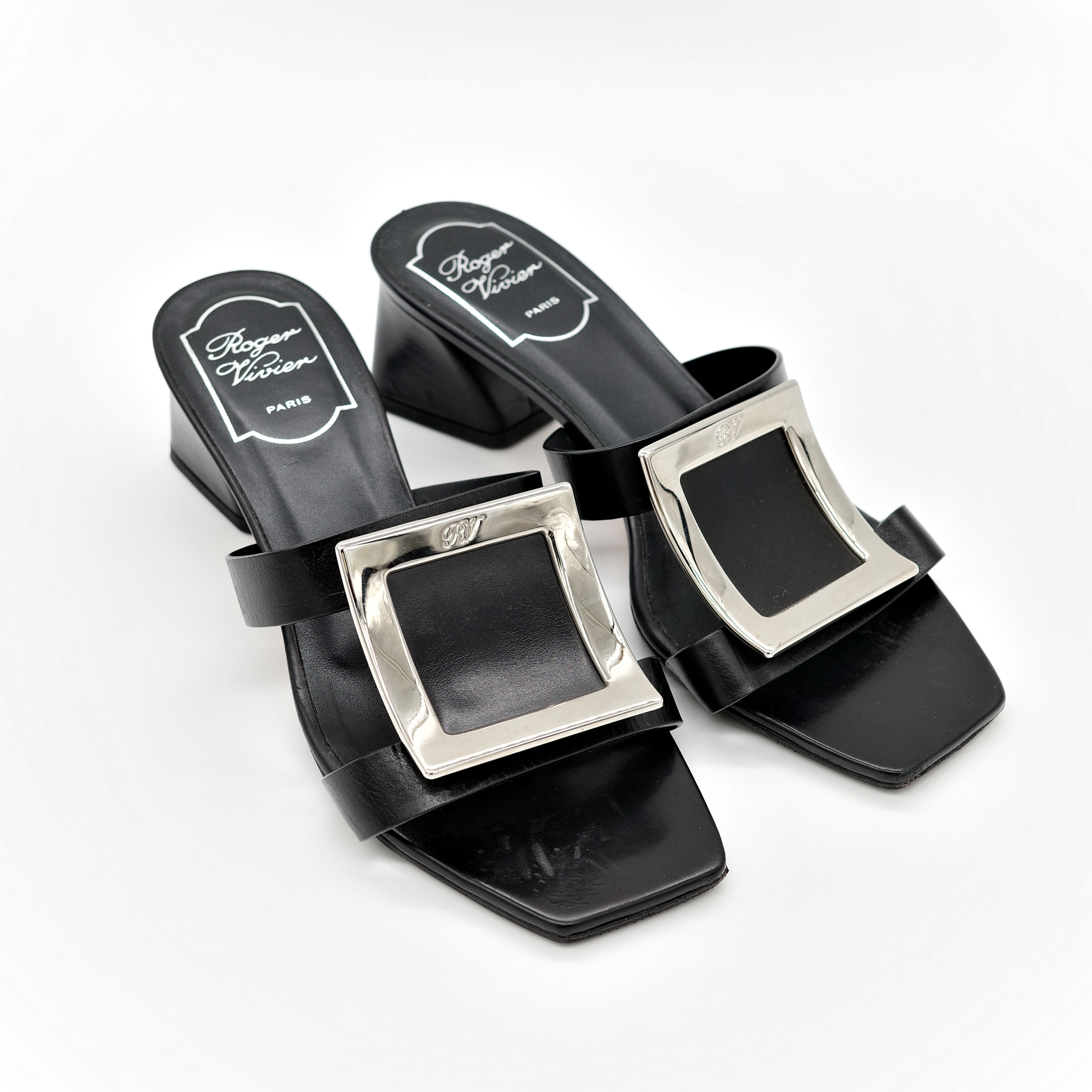 Roger viver 黑色涼鞋-3