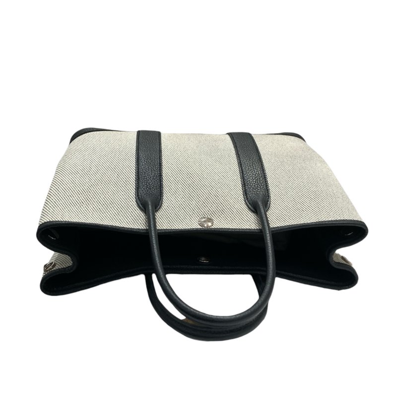 HERMES 愛馬仕 C刻 GARDEN PARTY 30 手提包 NEGONDA牛皮 帆布 黑白 銀釦-5