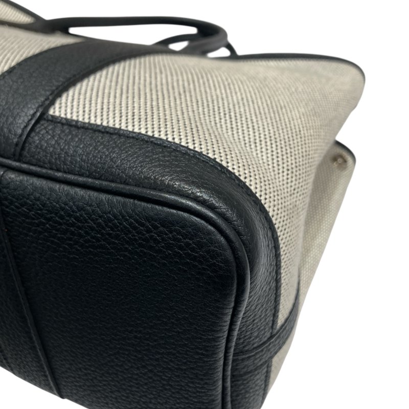 HERMES 愛馬仕 C刻 GARDEN PARTY 30 手提包 NEGONDA牛皮 帆布 黑白 銀釦-7