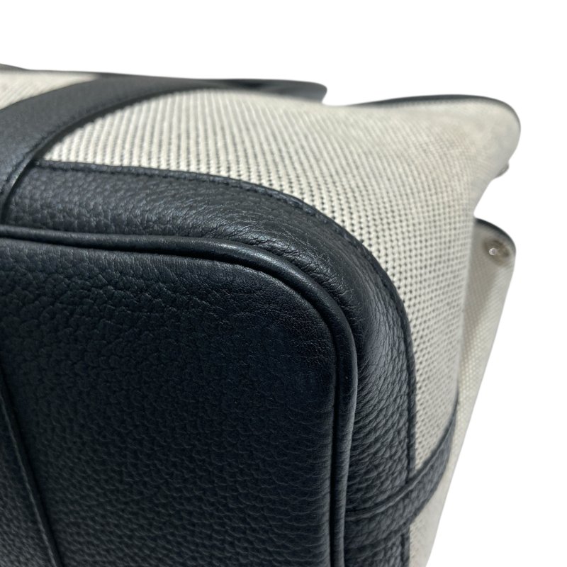 HERMES 愛馬仕 C刻 GARDEN PARTY 30 手提包 NEGONDA牛皮 帆布 黑白 銀釦-9