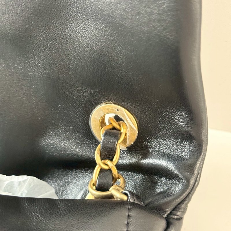 CHANEL 黑色金扣 小羊皮 菱格紋 大型 HOBO 肩背包 AS5727-7