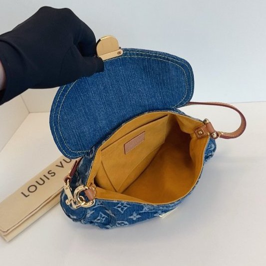 近新品 路易威登/Louis Vuitton 牛仔單寧小元寶腋下包 中古款-9