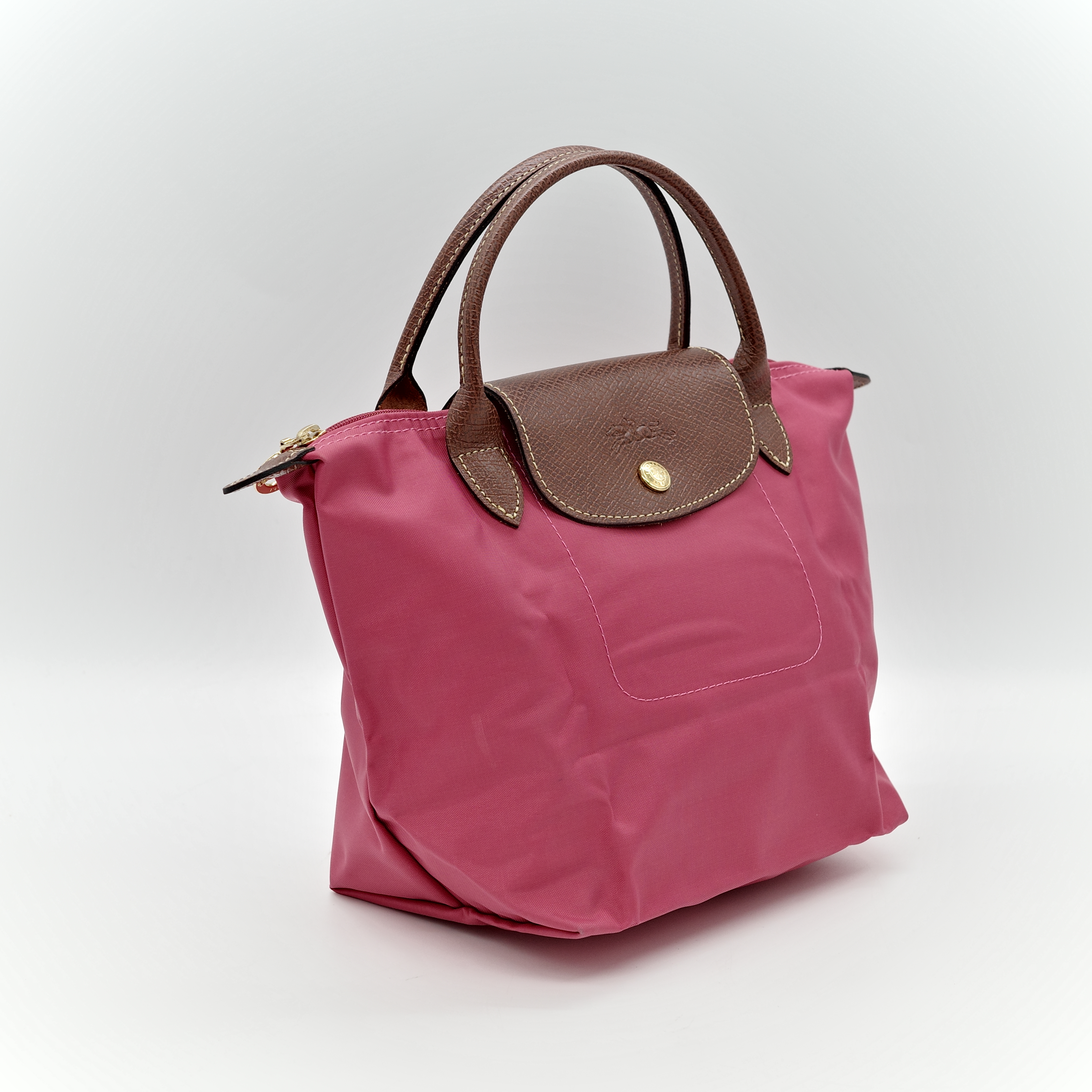 LONGCHAMP 桃紅色 尼龍 摺疊 水餃包 le pliage-1