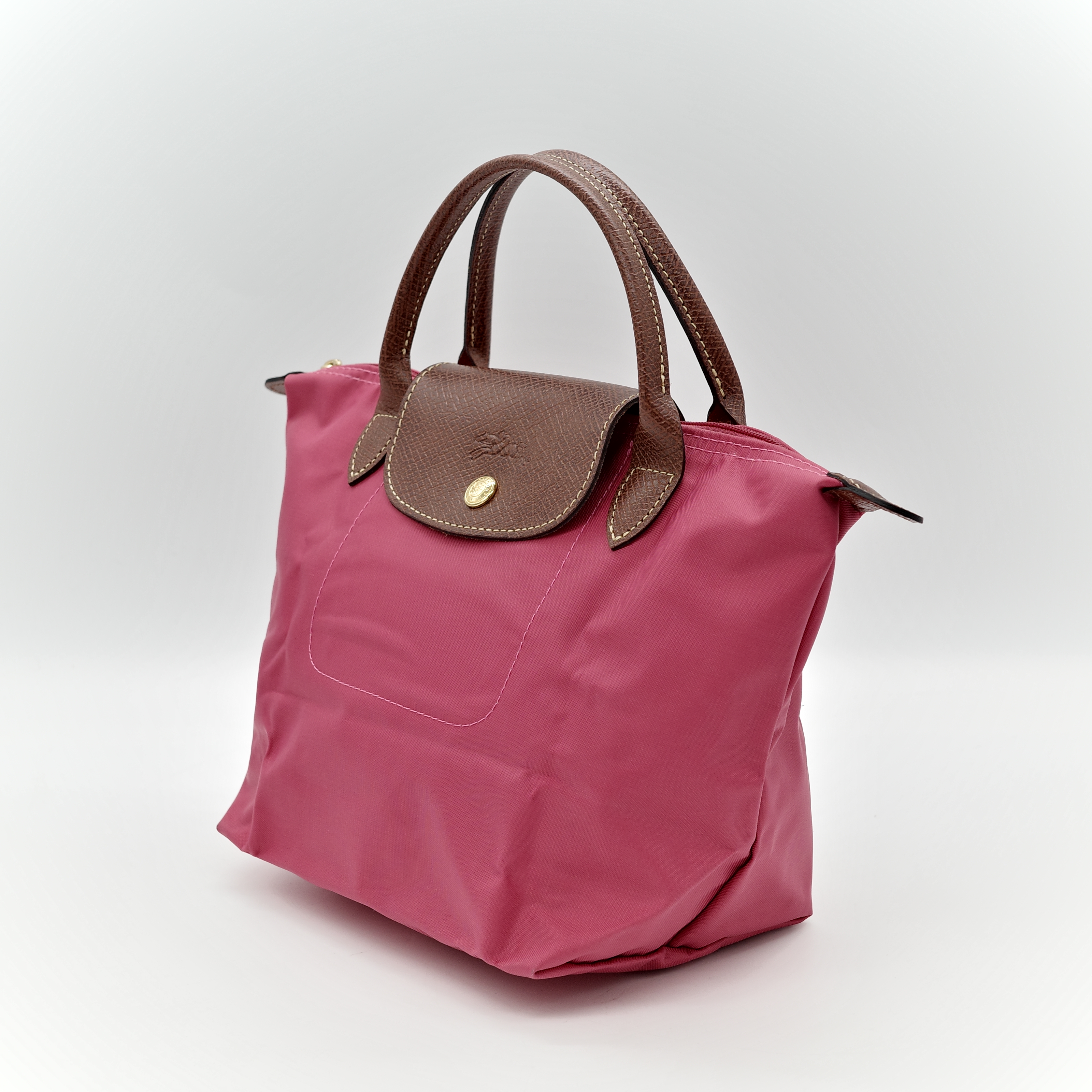 LONGCHAMP 桃紅色 尼龍 摺疊 水餃包 le pliage-2