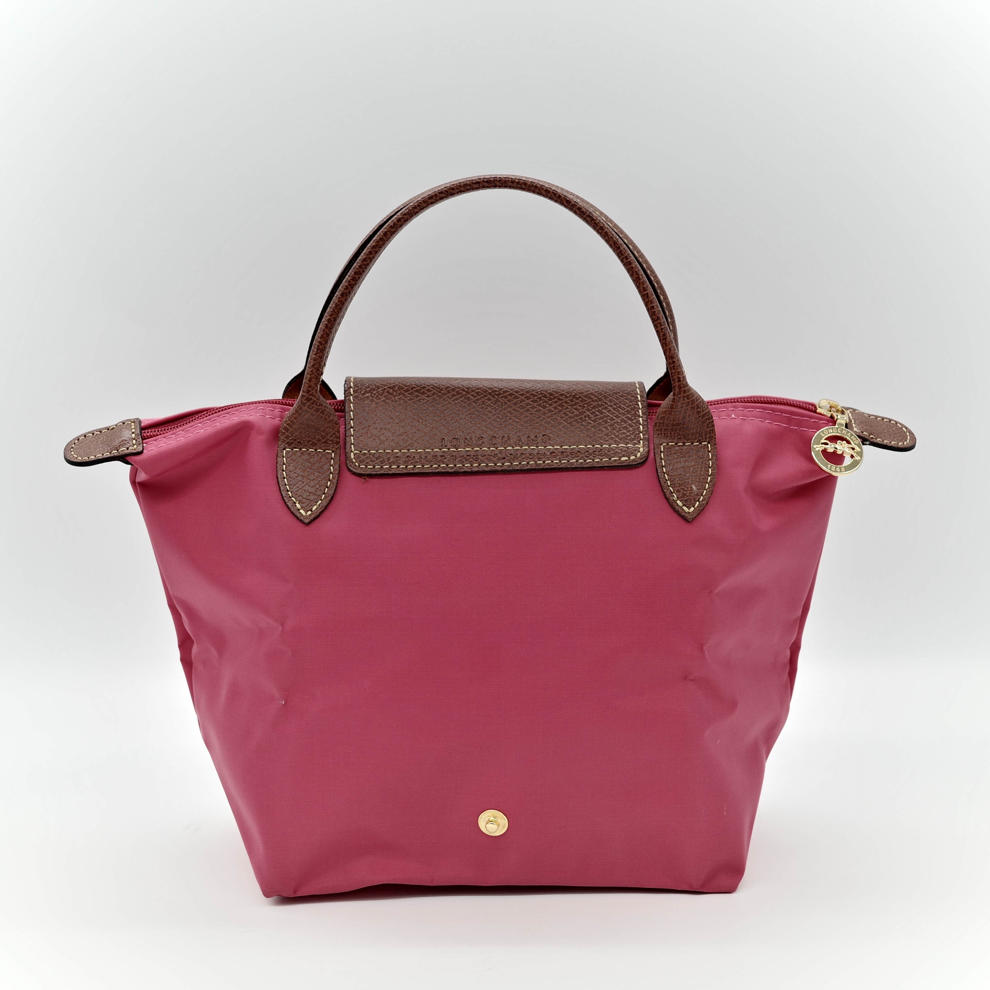 LONGCHAMP 桃紅色 尼龍 摺疊 水餃包 le pliage-3