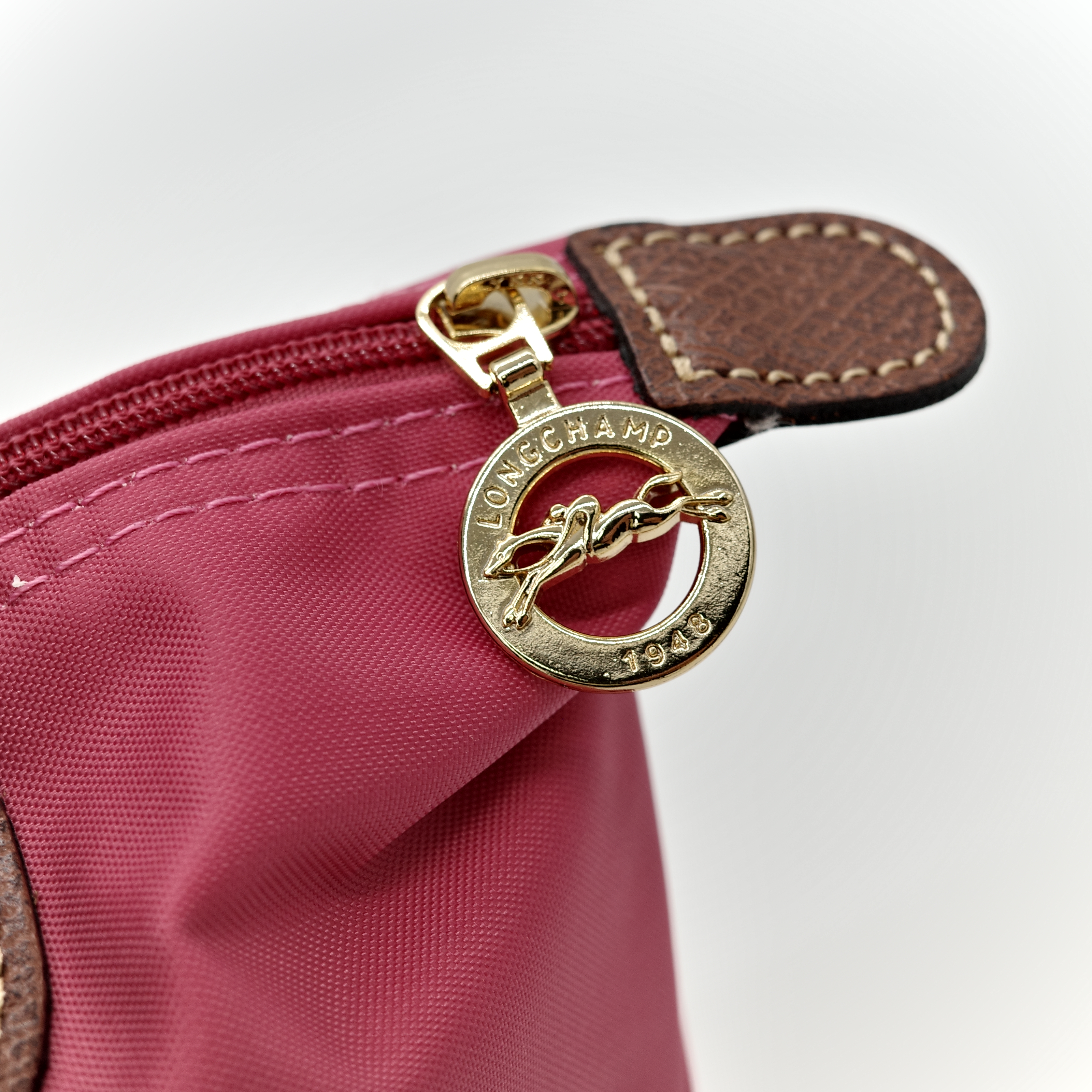 LONGCHAMP 桃紅色 尼龍 摺疊 水餃包 le pliage-9